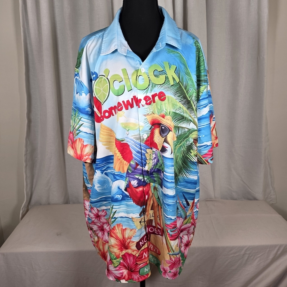 Hardaddy XL Hawaiian Shirt “It’s 5 O’Clock Somewhere” Parrot Beach Print